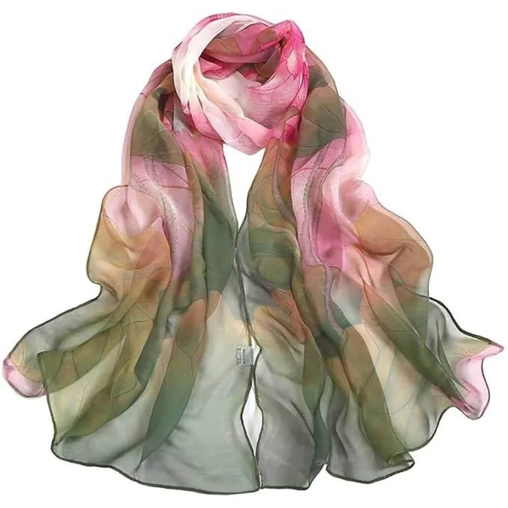 Acotavie Women's 2 Pcs Scarfs Lightweight Scarves Floral Print Shawls ONE SZ